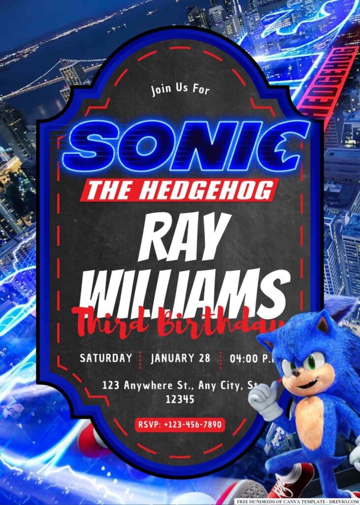 Free Editable Sonic Birthday Invitations