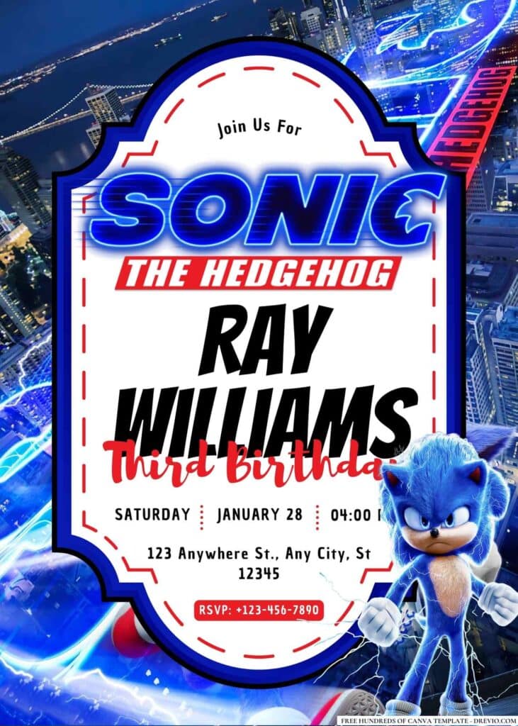 FREE Sonic Birthday Invitations