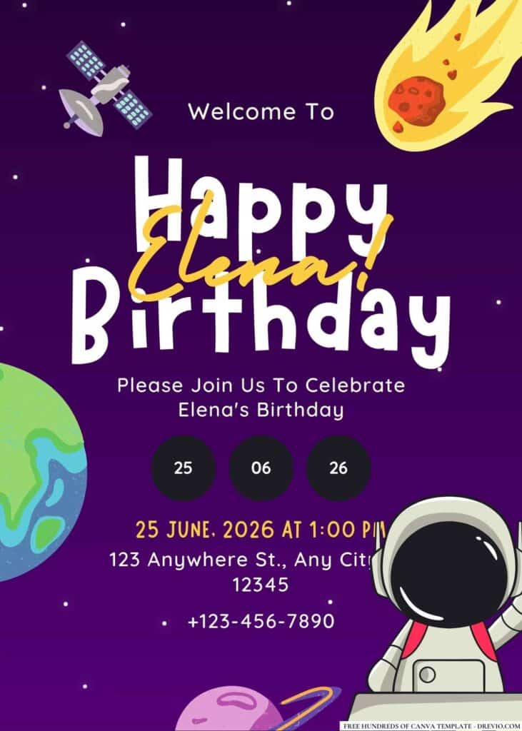 FREE Space Adventure Birthday Invitations