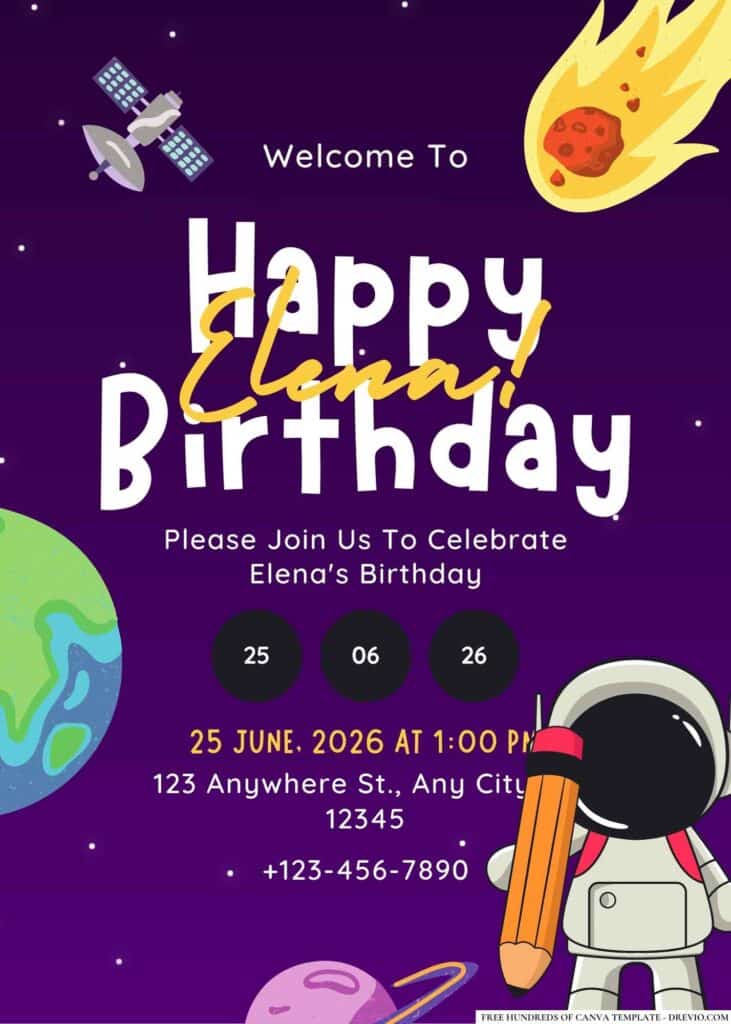 FREE Space Adventure Birthday Invitations