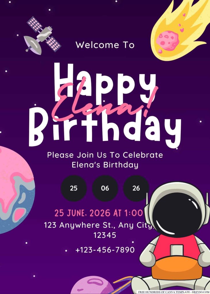 FREE Space Adventure Birthday Invitations