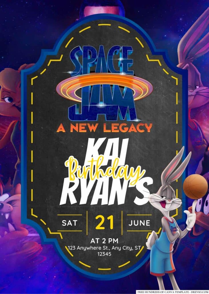 FREE Space Jam Birthday Invitations