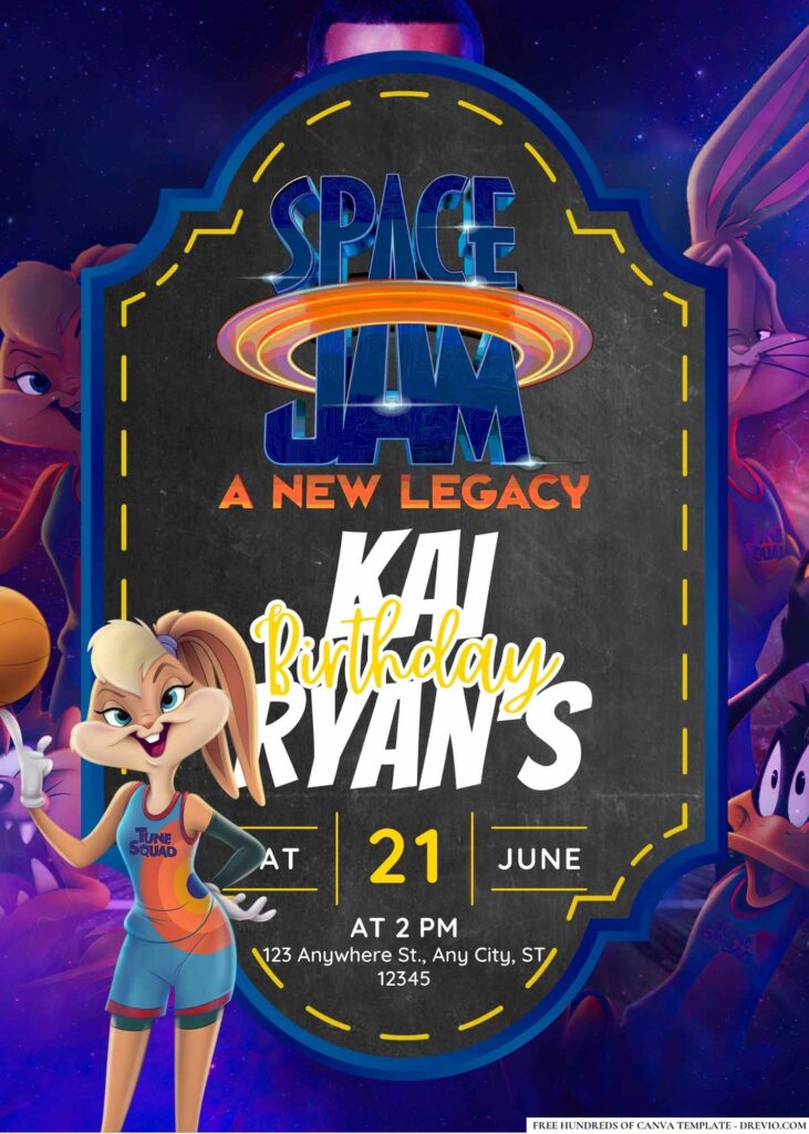 FREE Space Jam Birthday Invitations