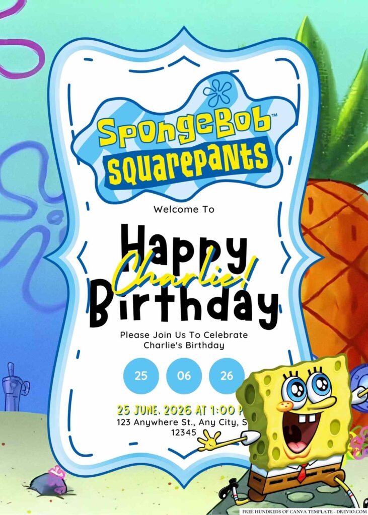 FREE SpongeBob Birthday Invitations: