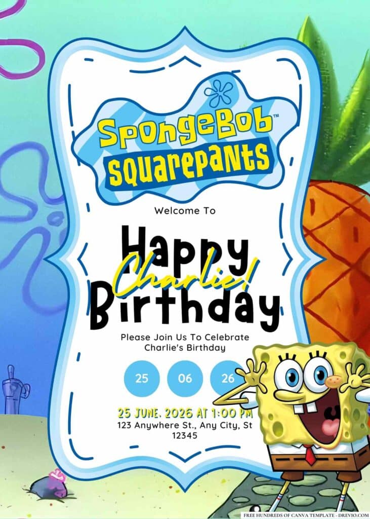 FREE SpongeBob Birthday Invitations: