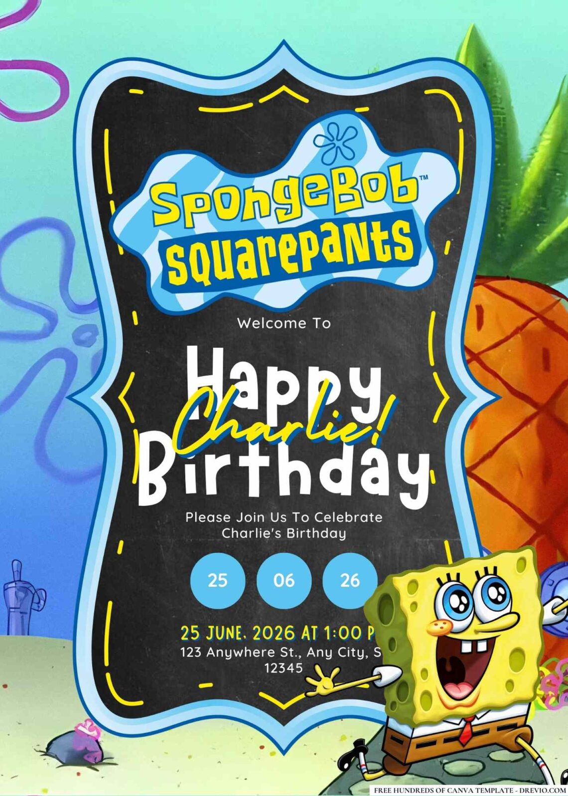 FREE SpongeBob Birthday Invitations