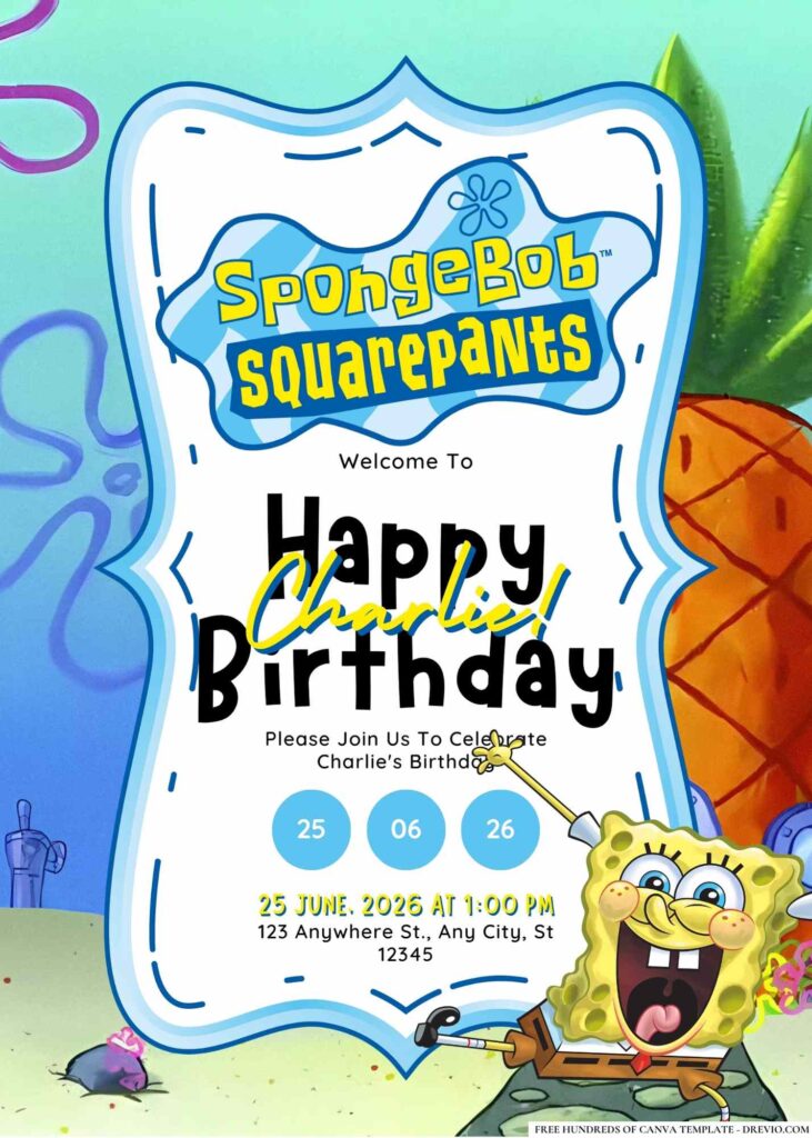 FREE SpongeBob Birthday Invitations: