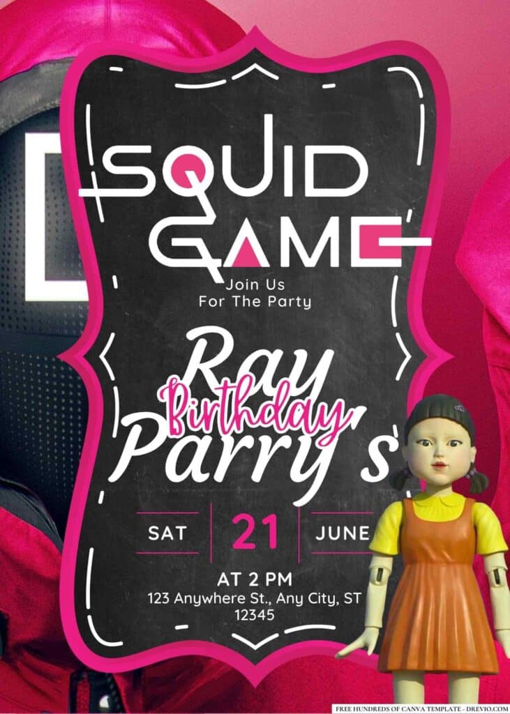 FREE Squid Game Birthday Invitations
