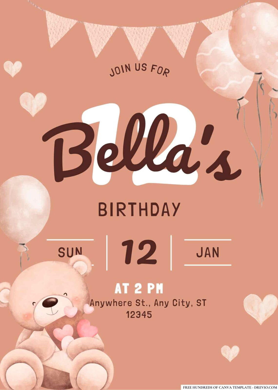 FREE Teddy Bear Birthday Invitations