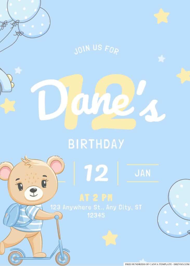 FREE Teddy Bear Birthday Invitations