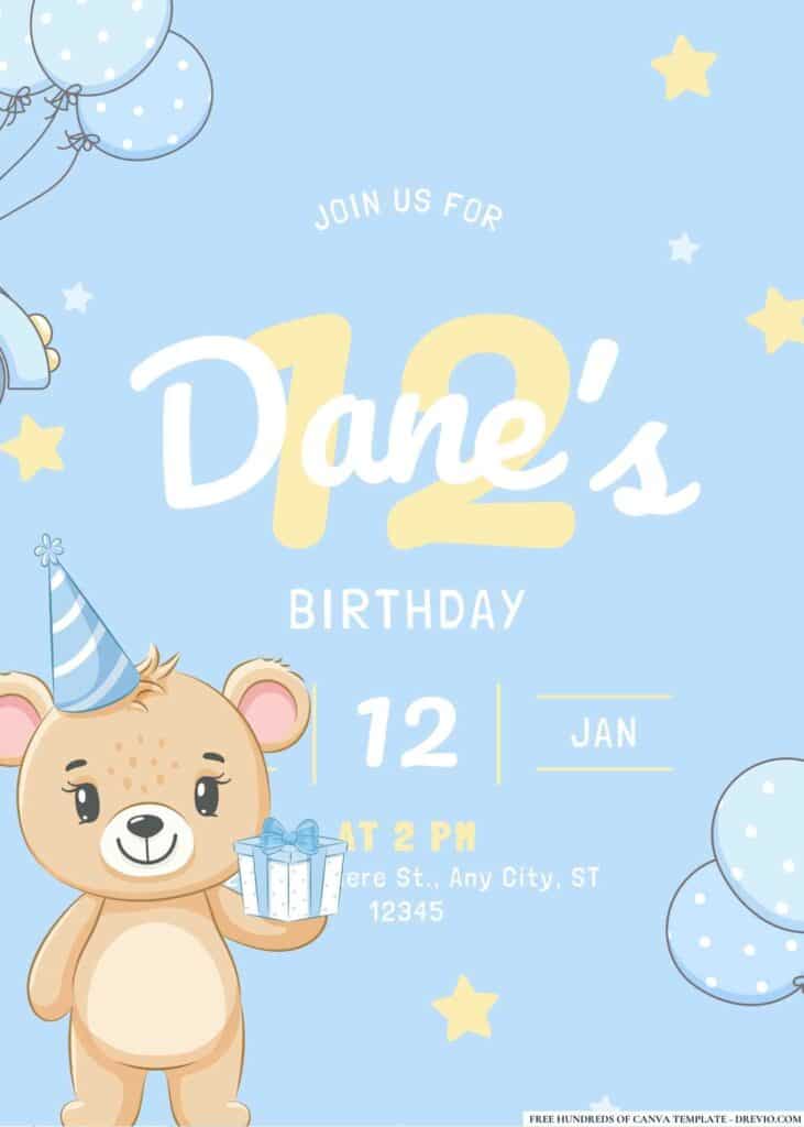 FREE Teddy Bear Birthday Invitations