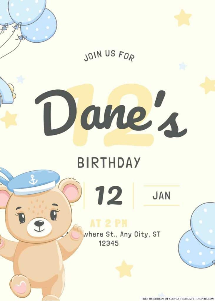 FREE Teddy Bear Birthday Invitations