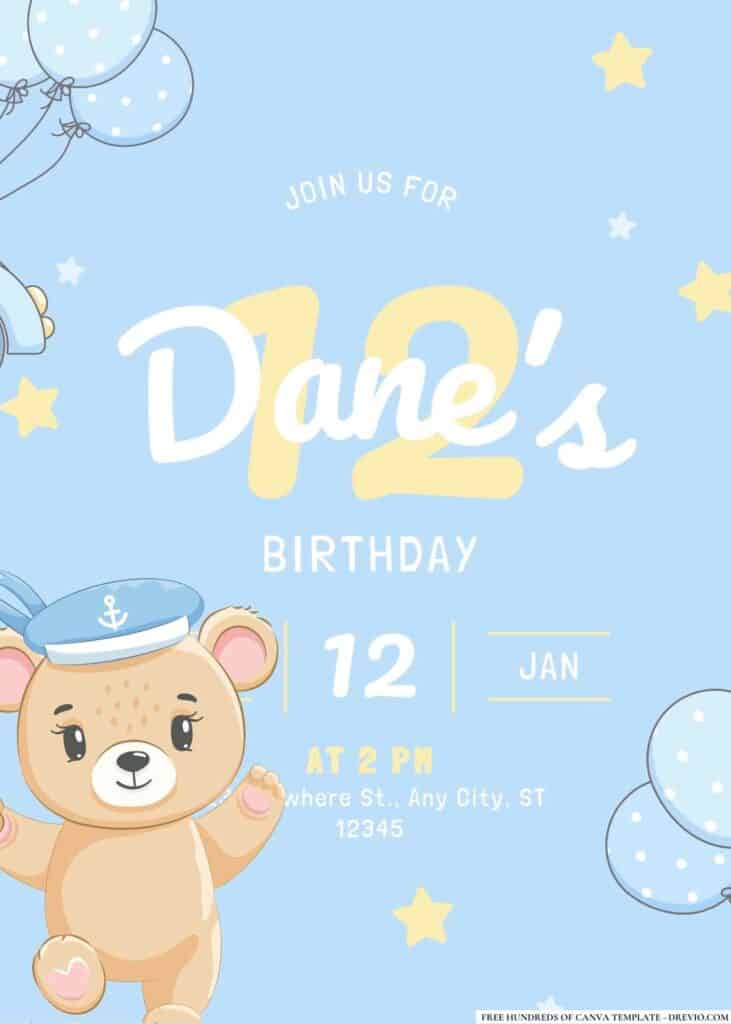 FREE Teddy Bear Birthday Invitations