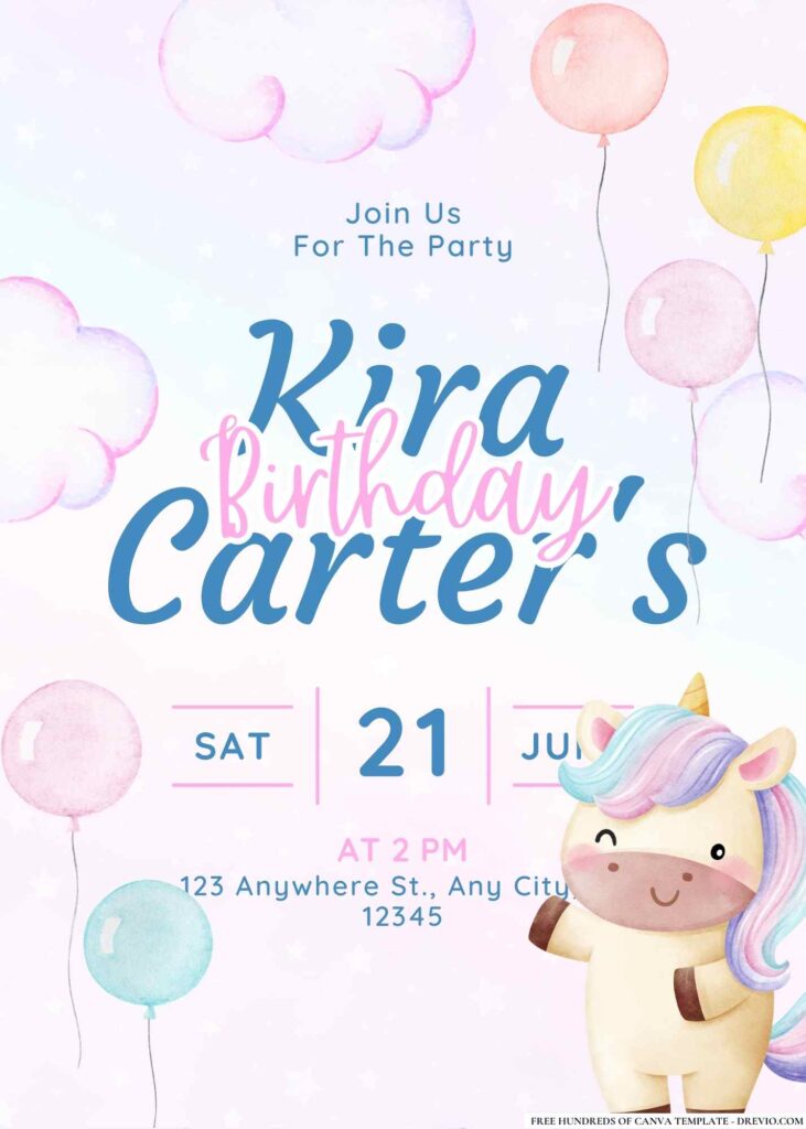 FREE Unicorn Wonderland Birthday Invitations