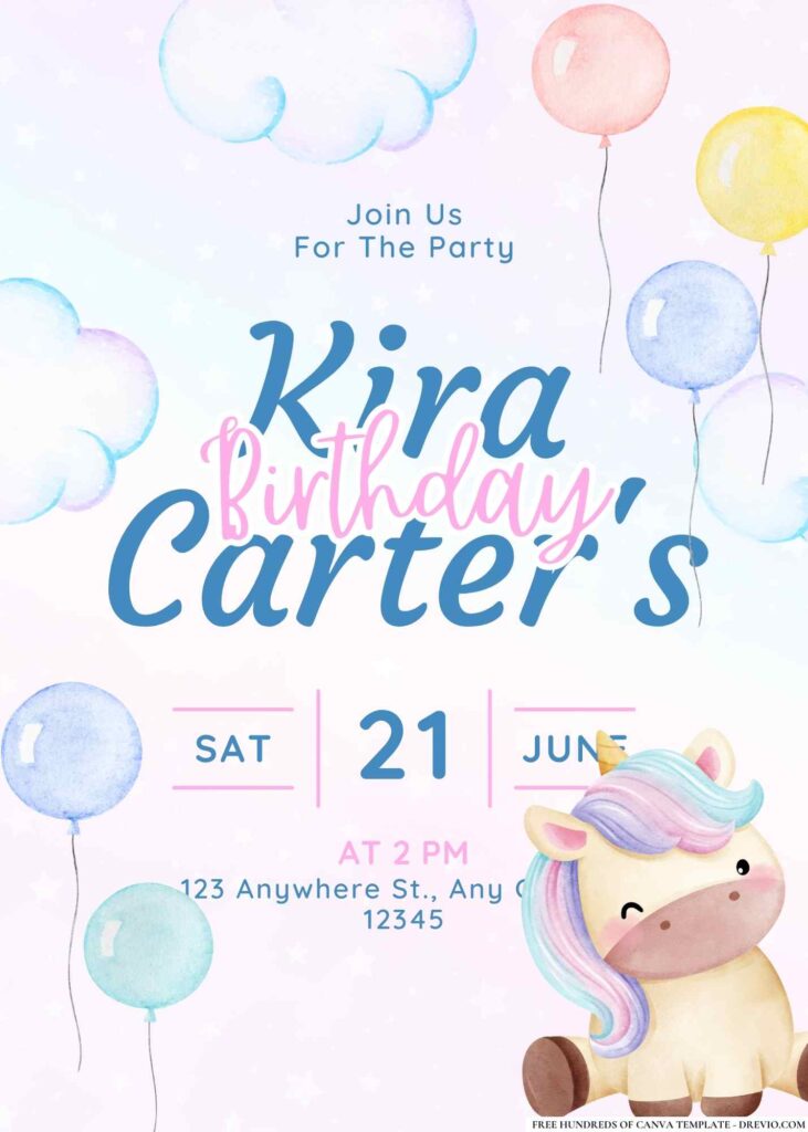 FREE Unicorn Wonderland Birthday Invitations