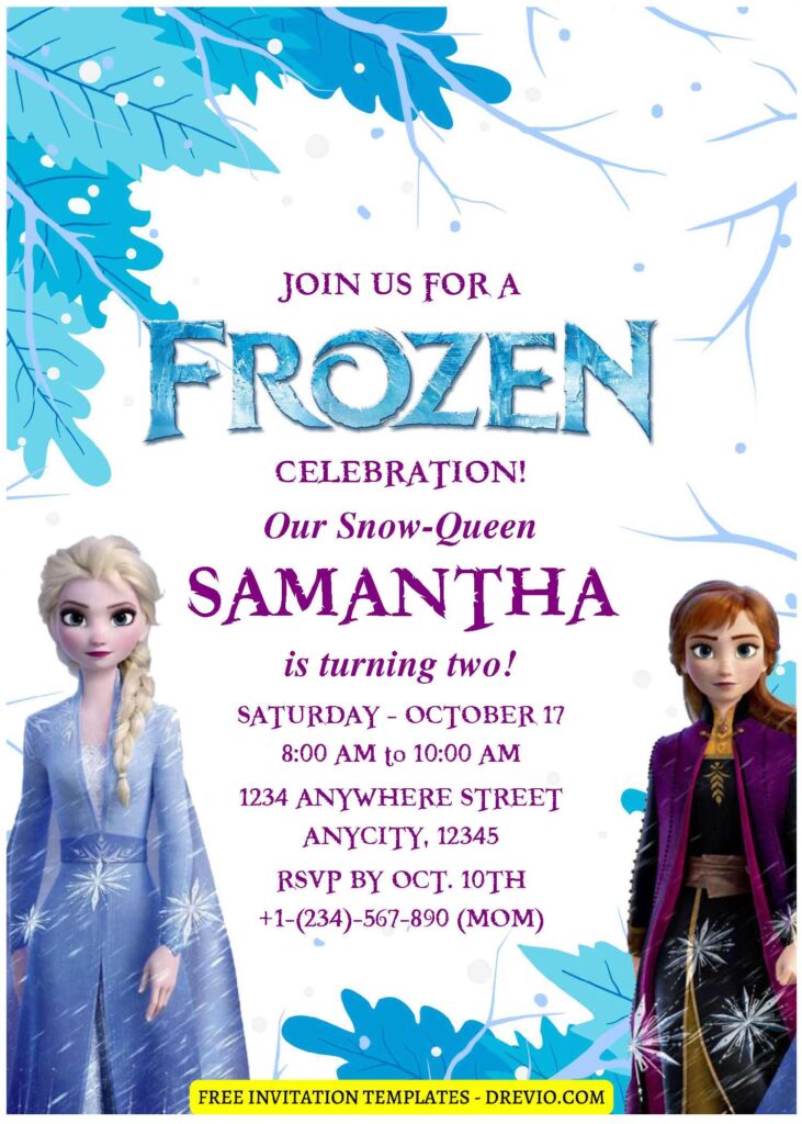 (Easily Edit PDF Invitation) Elsa And Anna Frozen Birthday Invitation I
