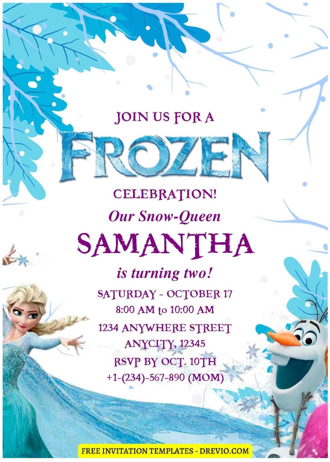 (Easily Edit PDF Invitation) Elsa And Anna Frozen Birthday Invitation ...