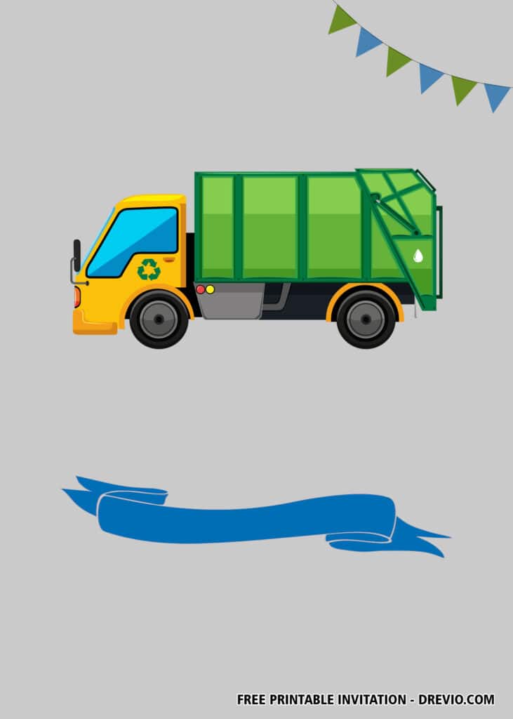 Free Garbage Truck Birthday Invitations