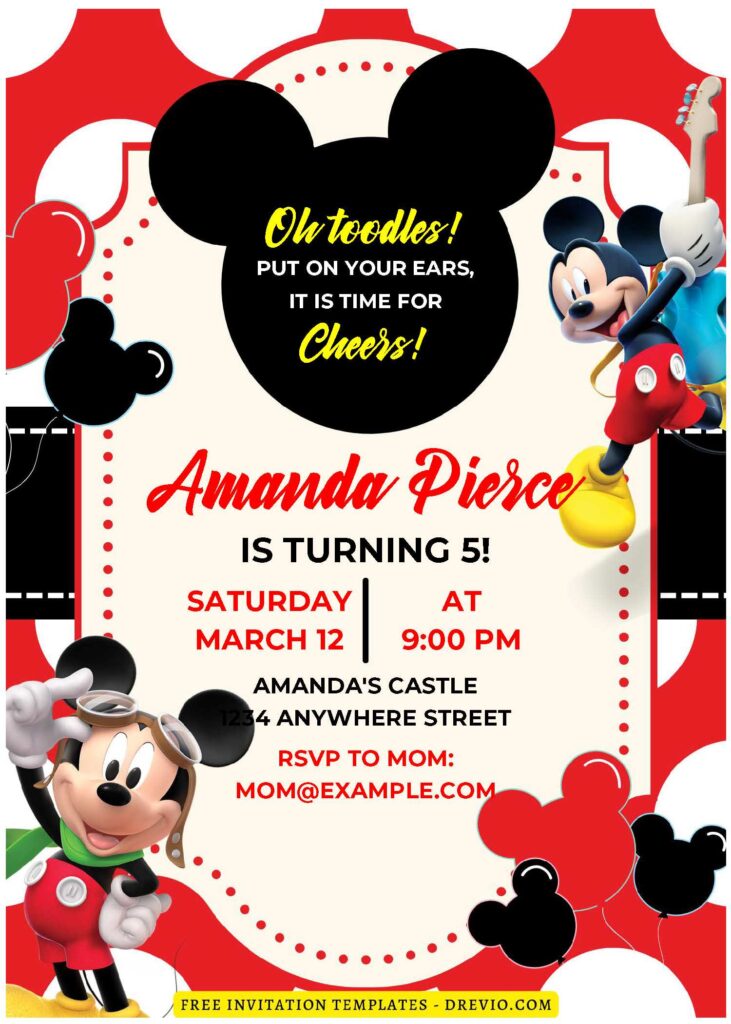 (Easily Edit PDF Invitation) Mickey Mouse Birthday Invitation D