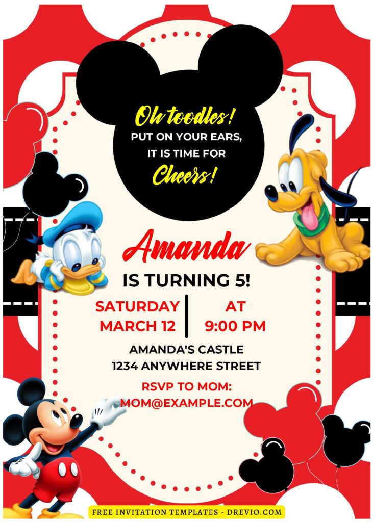 (Easily Edit PDF Invitation) Mickey Mouse Birthday Invitation F