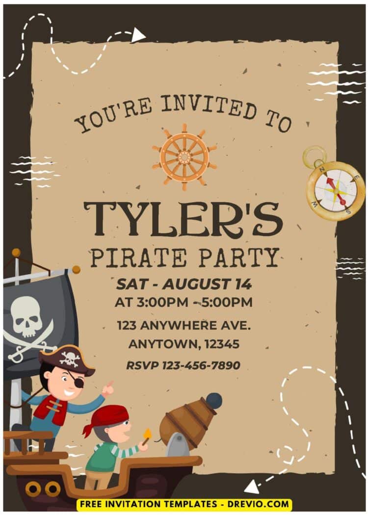 (Easily Edit PDF Invitation) Little Pirate Birthday Invitation - Drevio ...