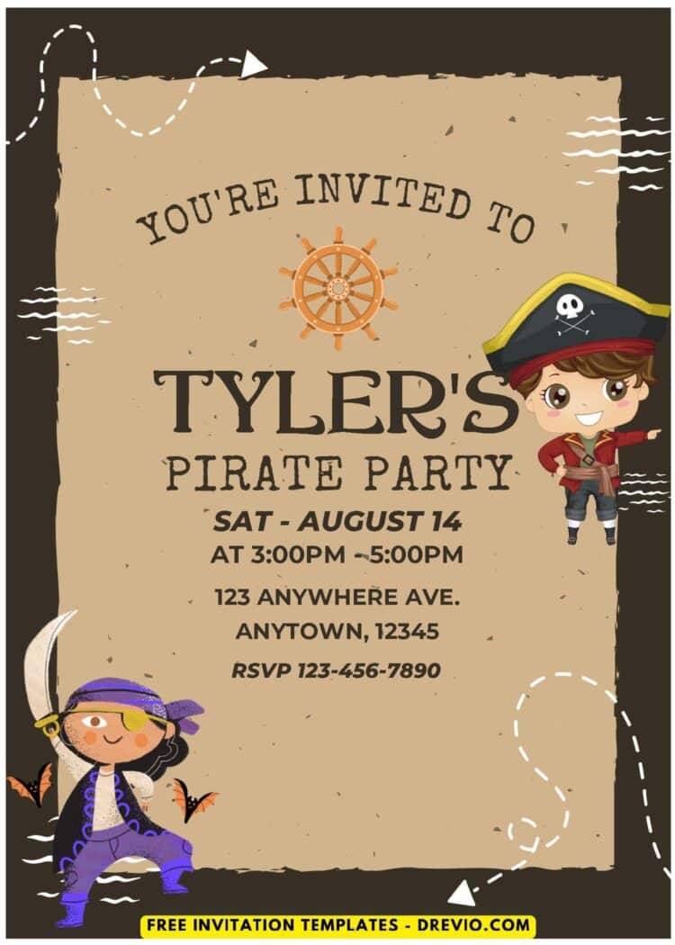 (Easily Edit PDF Invitation) Little Pirate Birthday Invitation - Drevio ...