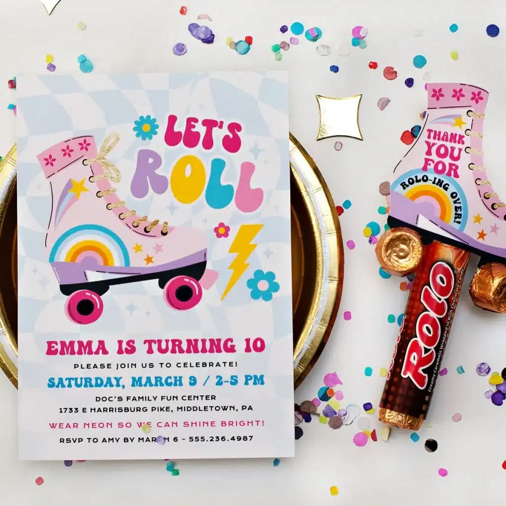 Rolller Skating Birthday Invitations