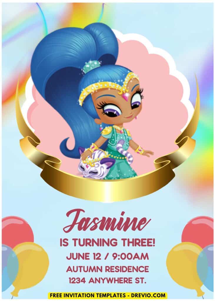 (Easily Edit PDF Invitation) Shimmer And Shine Birthday Invitation H