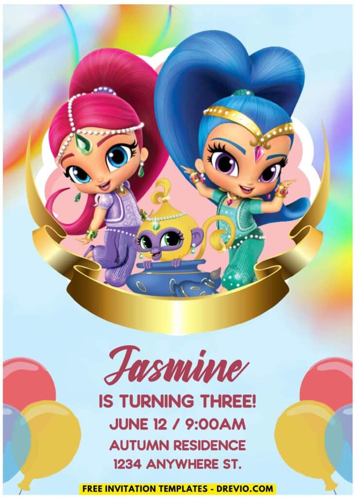 (Easily Edit PDF Invitation) Shimmer And Shine Birthday Invitation I