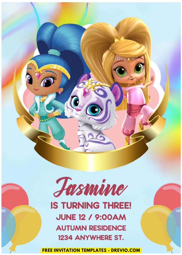 (Easily Edit PDF Invitation) Shimmer And Shine Birthday Invitation J