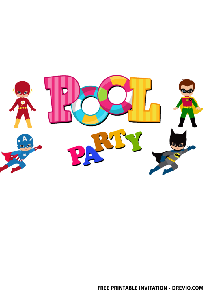 FREE Superhero Pool Party Invitations