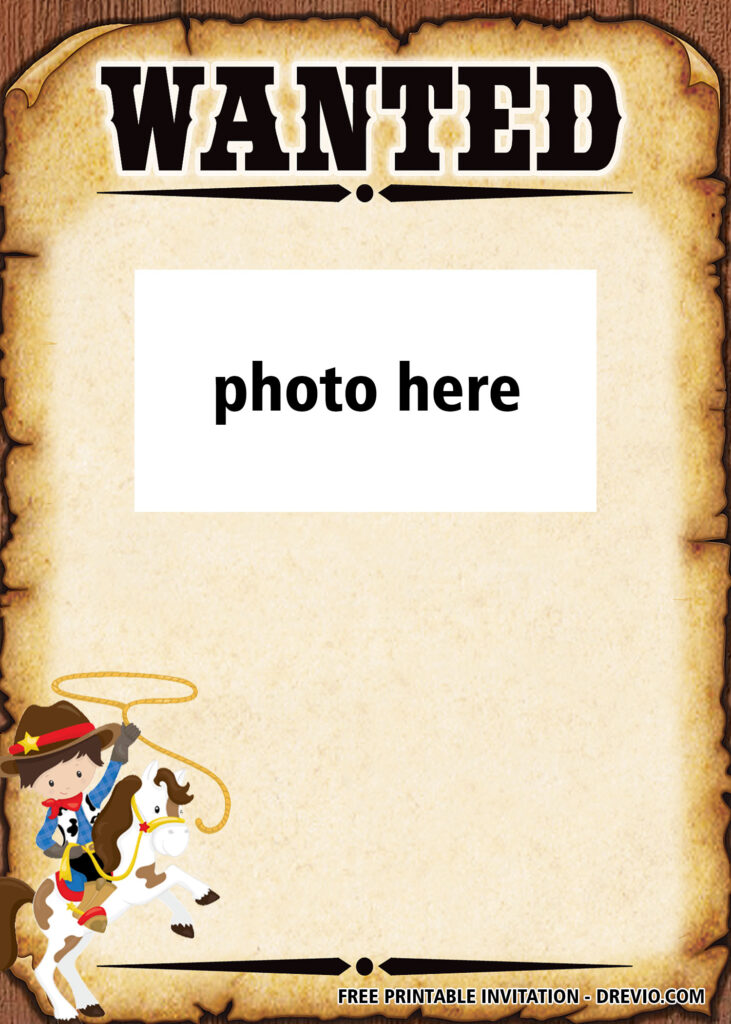 FREE Wanted Poster Birthday Invitations