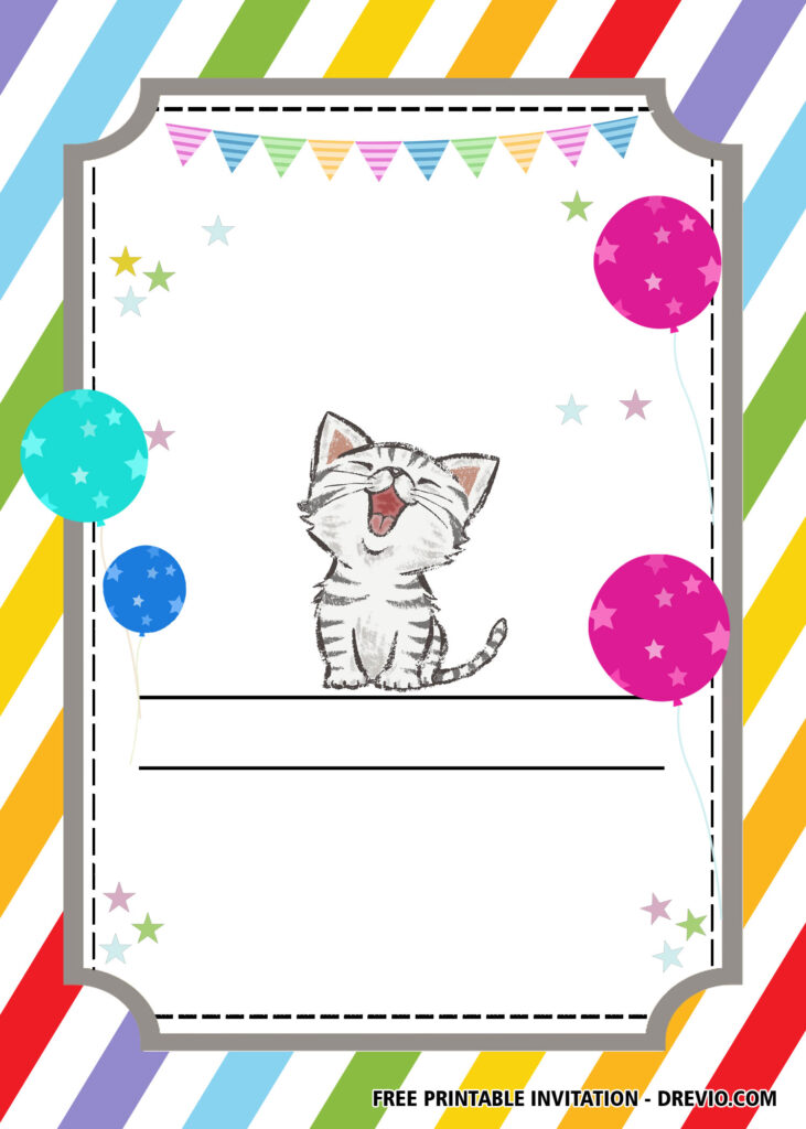FREE Editable Cat Birthday Invitations