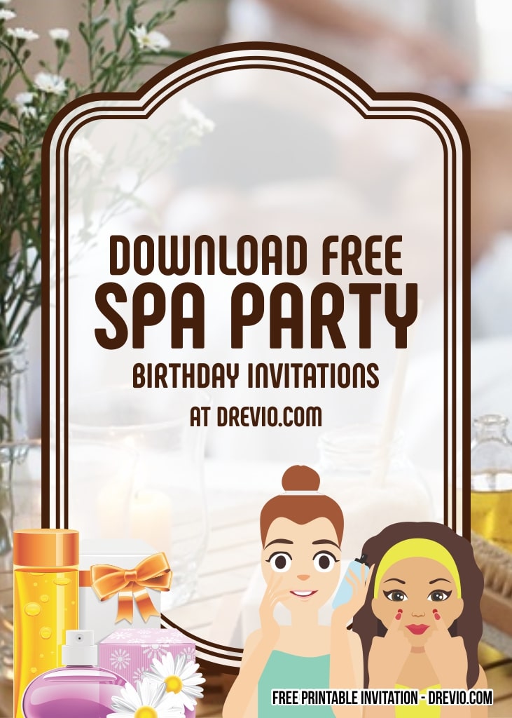 FREE Editable Spa Birthday Invitation