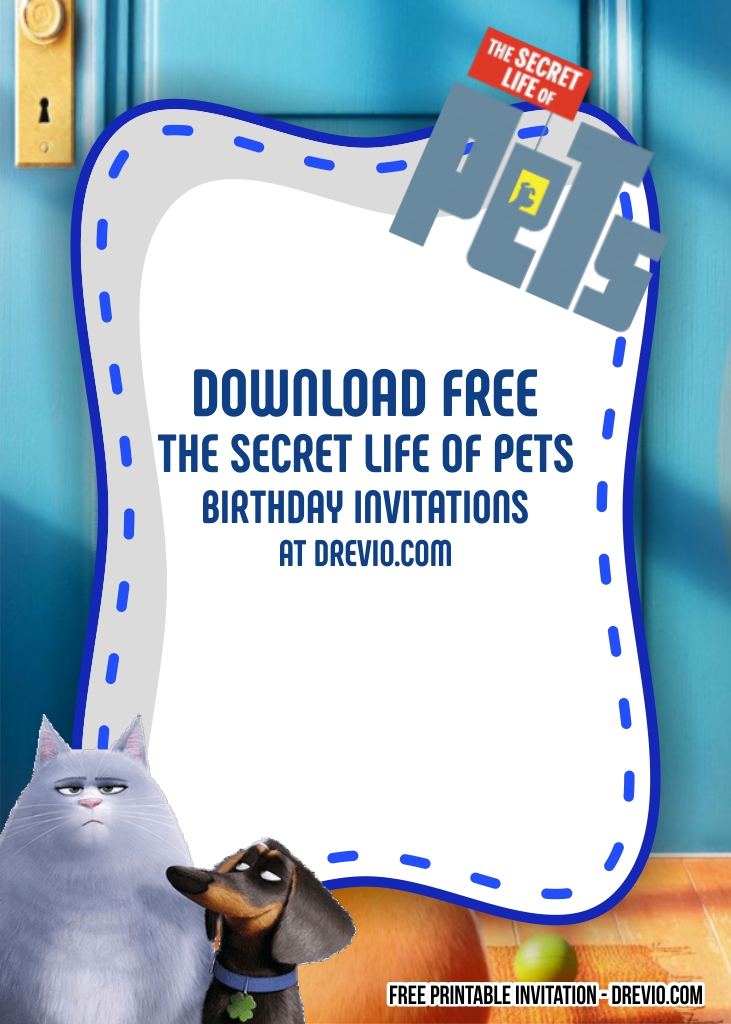 FREE Editable Secret Life of Pets Birthday Invitation