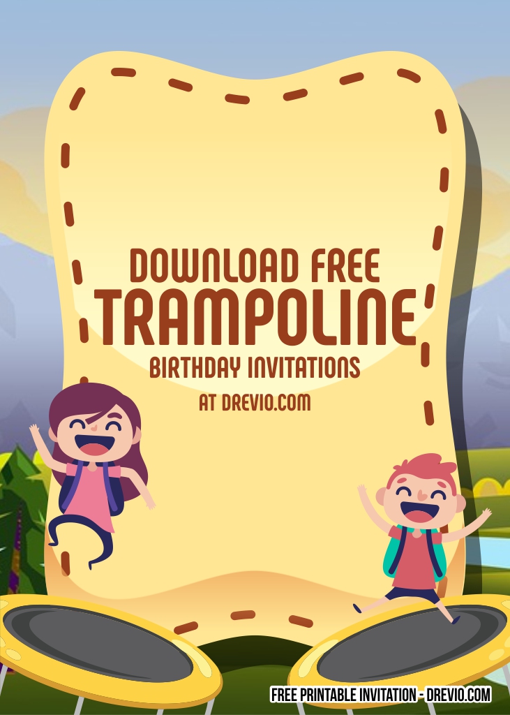 FREE Editable Trampoline Birthday Invitations