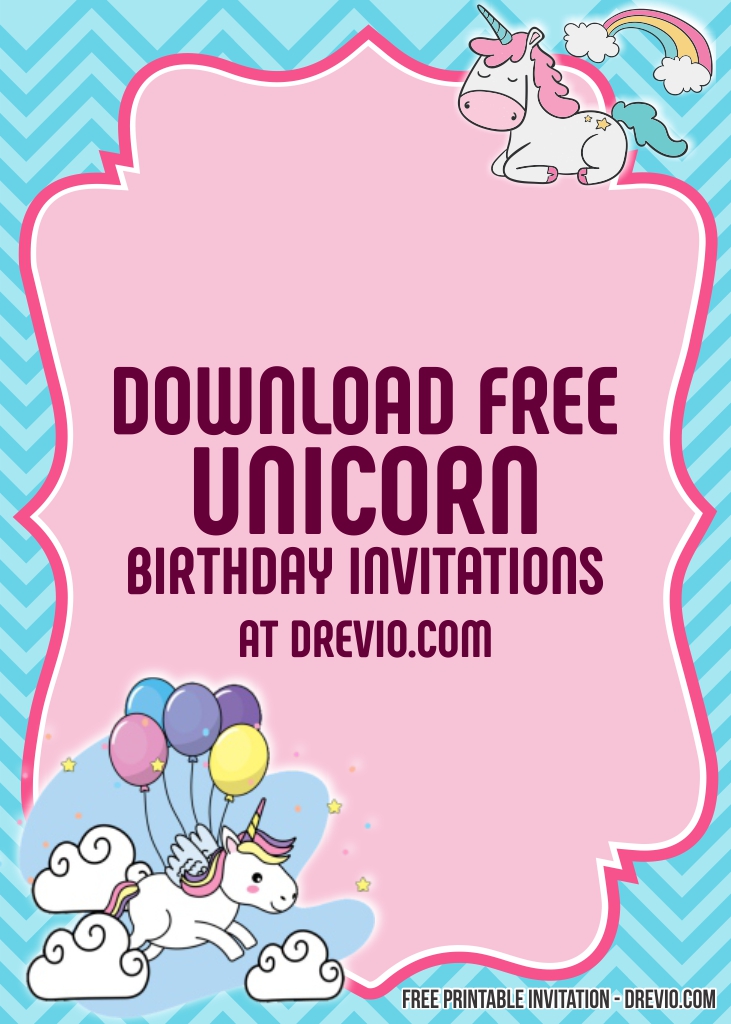 FREE Editable Unicorn Birthday Invitations