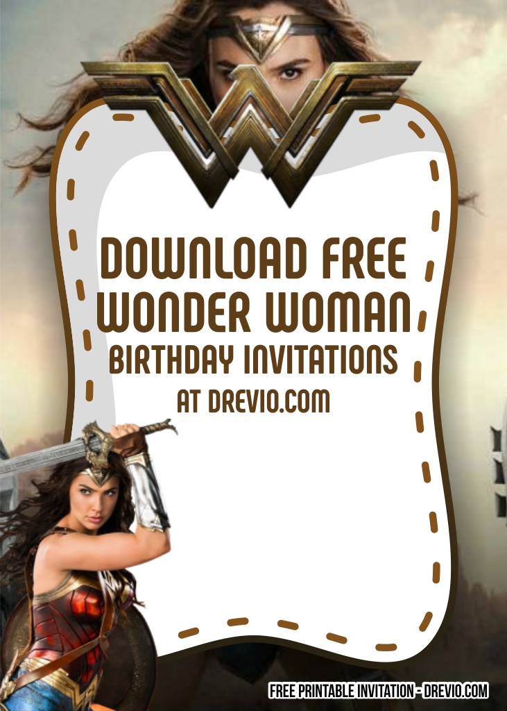 FREE Editable Wonder Woman Birthday Invitation
