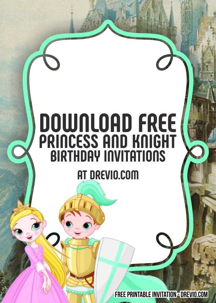 FREE Editable Princess and Knight Birthday Invitation 