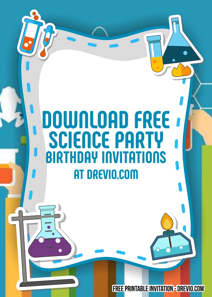 FREE Editable Science Party Birthday Invitations