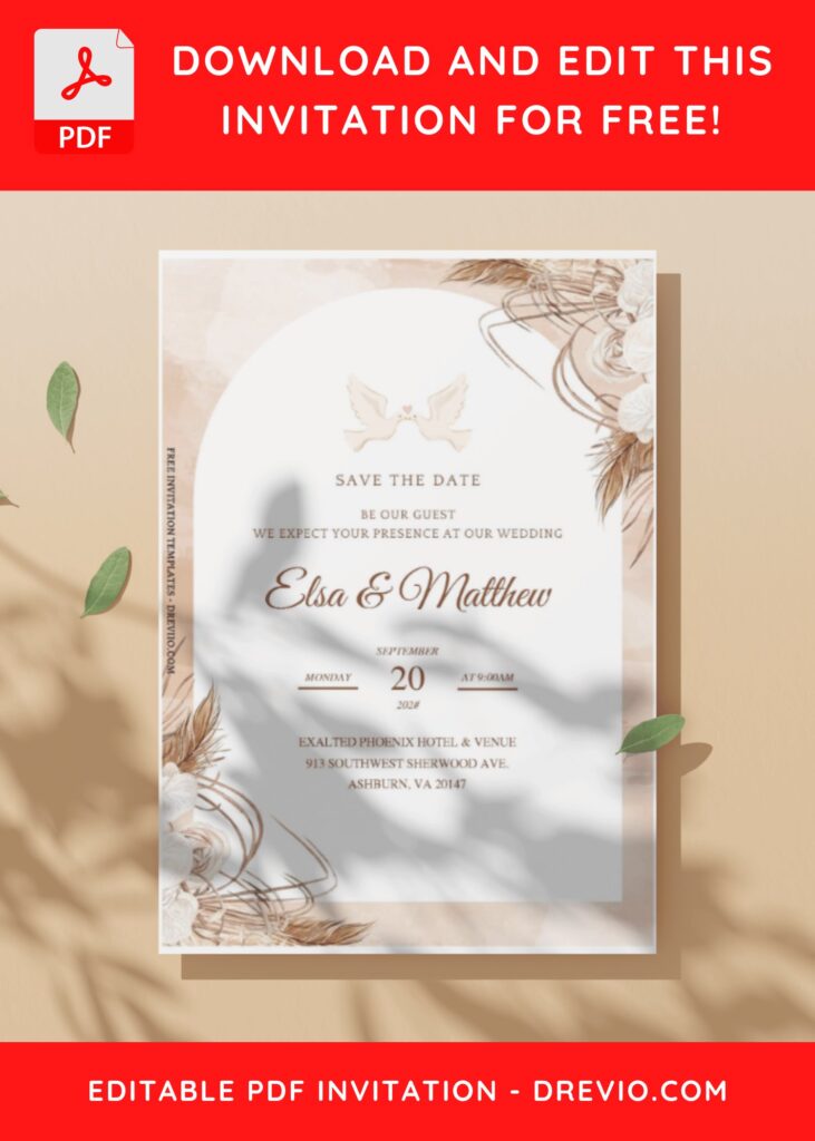 (Easily Edit PDF Invitation) Artistic Bohemian Wedding Invitation J