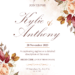 Autumn Corner Floral Border Wedding Invitations