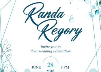 Horizontal Blue Watercolor Wedding Invitations