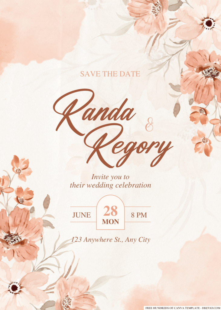 Vintage Floral Bouquet Wedding Invitations