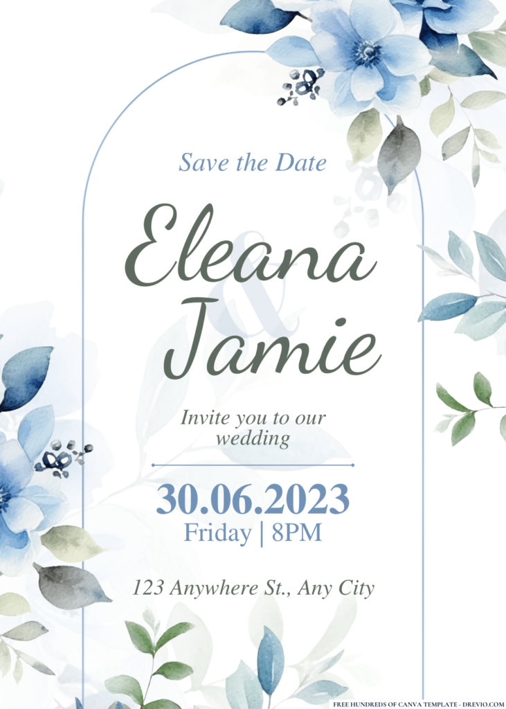 Watercolor Flower Illustration Wedding Invitations