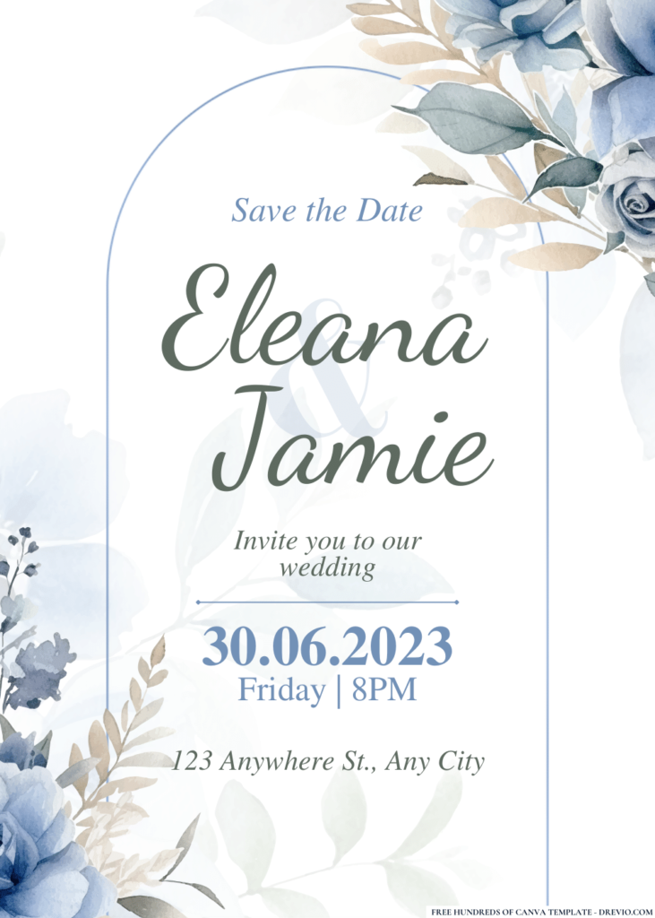 Watercolor Flower Illustration Wedding Invitations