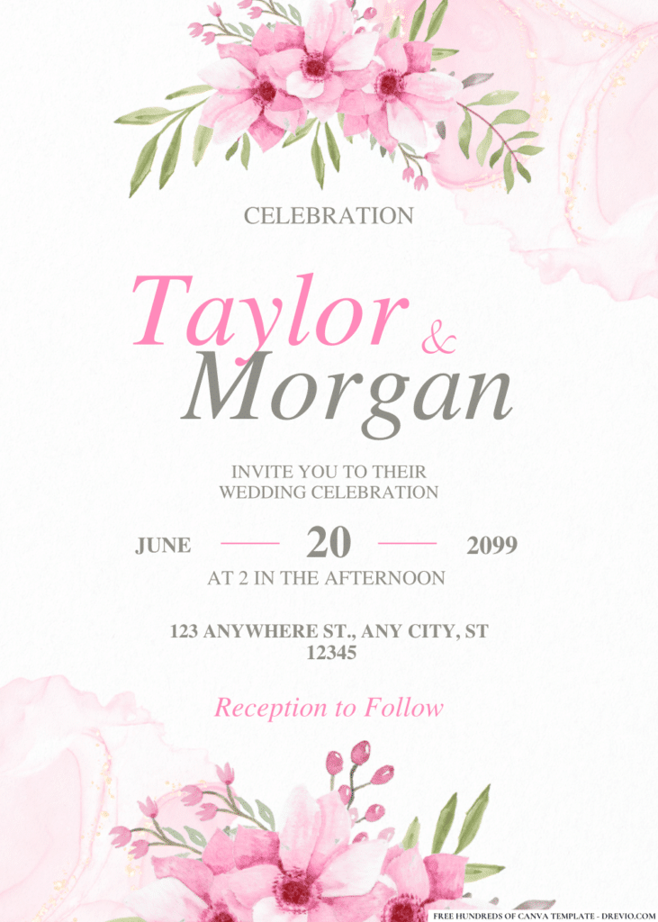 Pink Anemone Flower Wedding Invitations