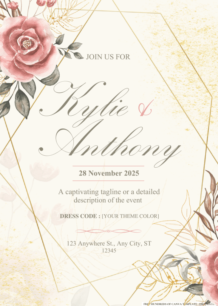 Pink Flower and Greenery Wedding Invitations