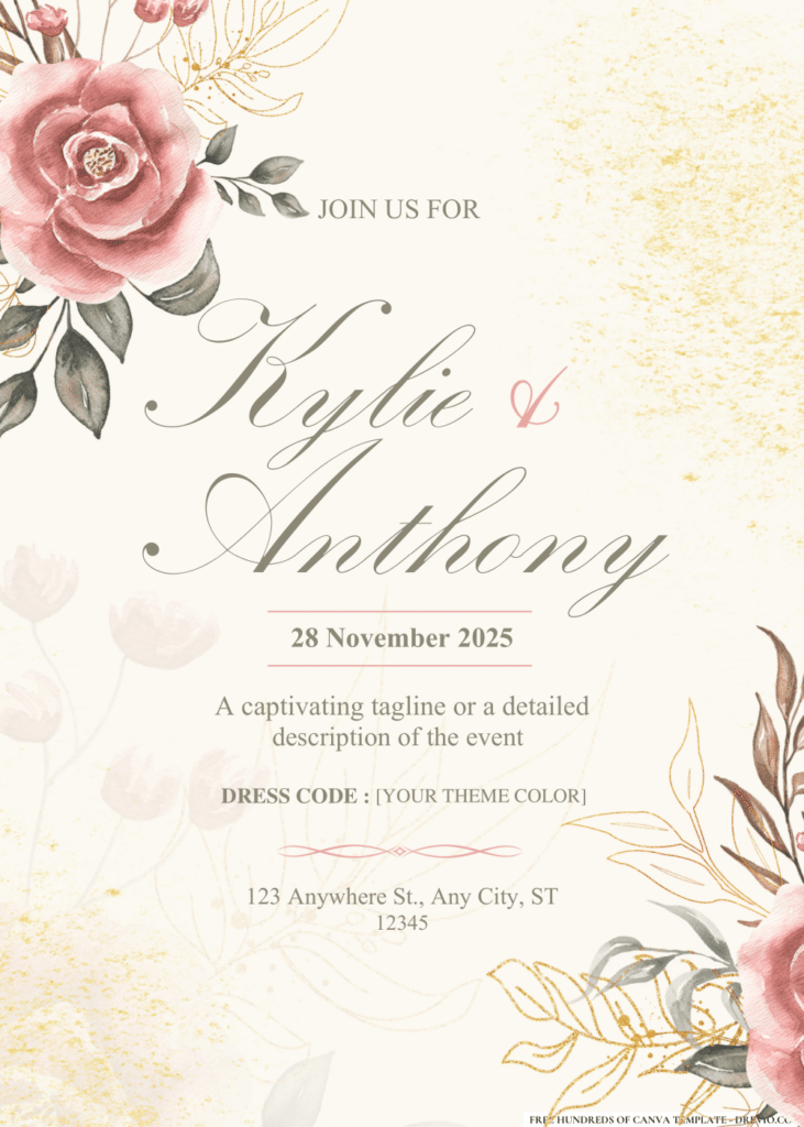 Pink Flower and Greenery Wedding Invitations