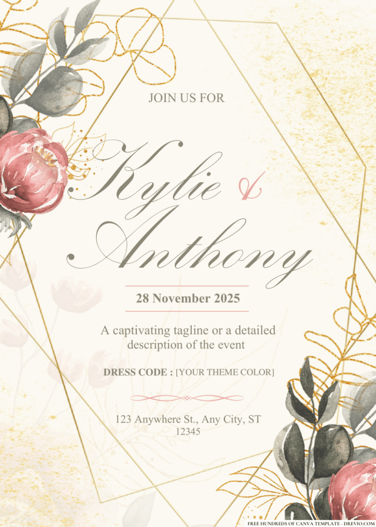 Pink Flower and Greenery Wedding Invitations